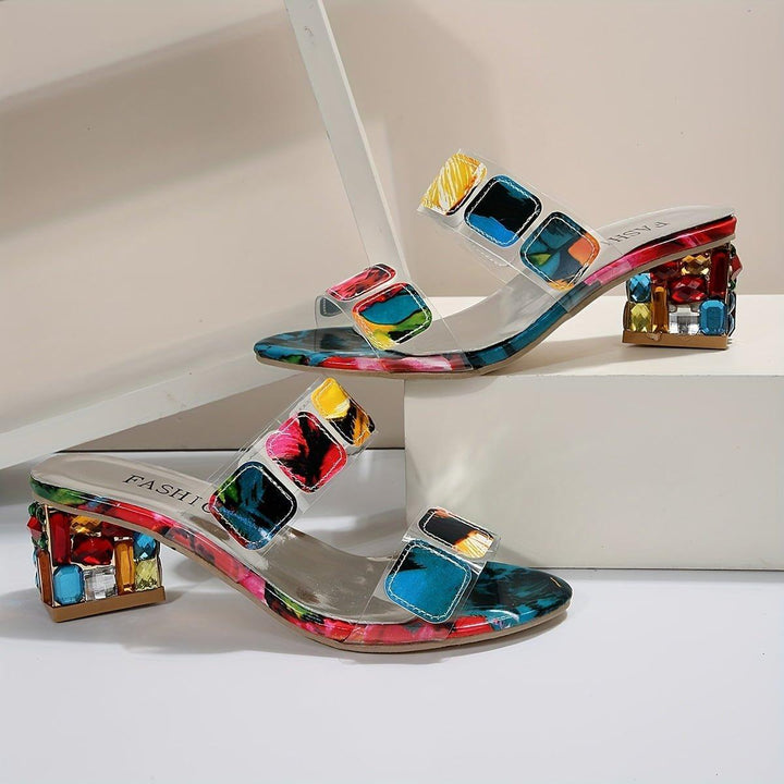 Camila | Women's Block Heel Sandals Open Toe Multi Strap Slip On