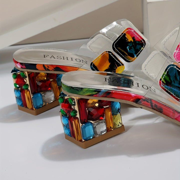 Camila | Women's Block Heel Sandals Open Toe Multi Strap Slip On