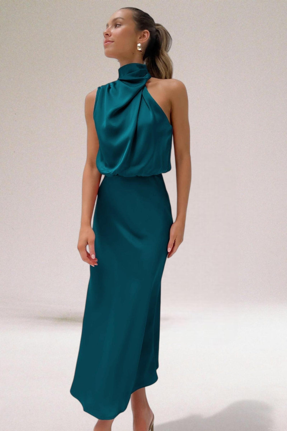 Camille | Women's Summer Maxi Satin Halter Dress