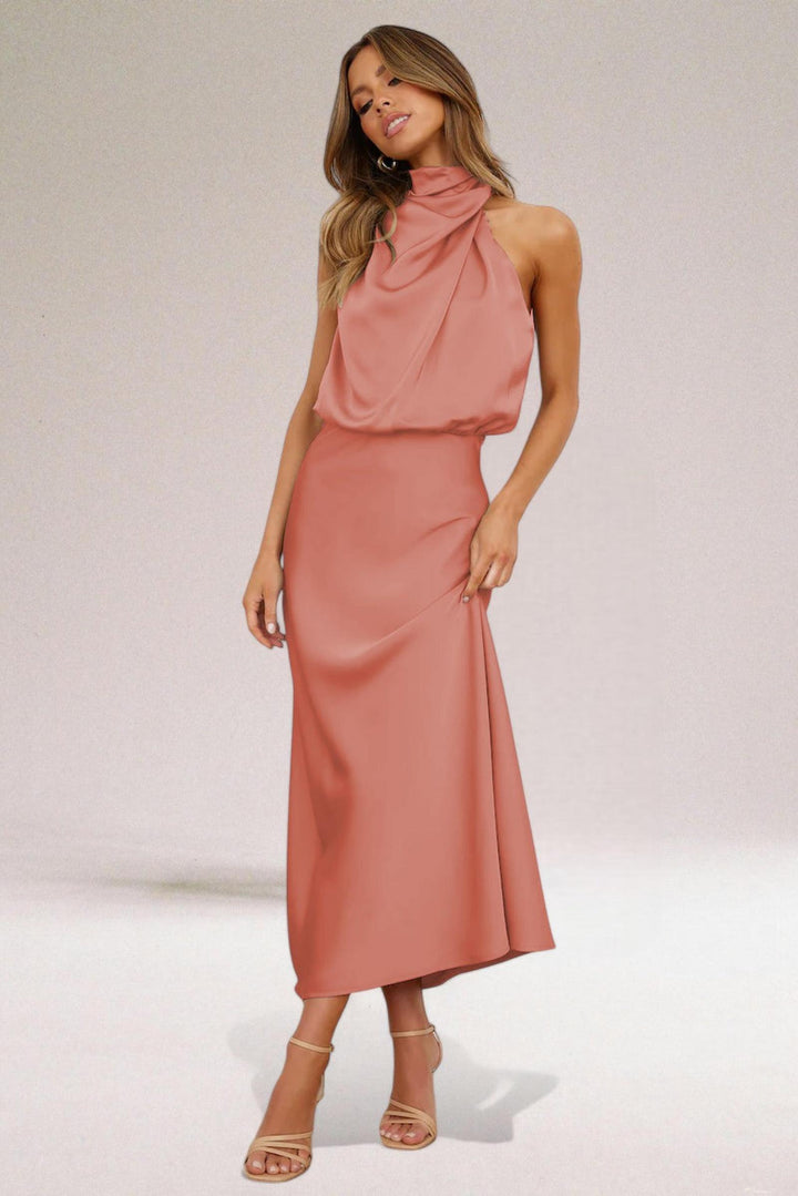 Camille | Women's Summer Maxi Satin Halter Dress