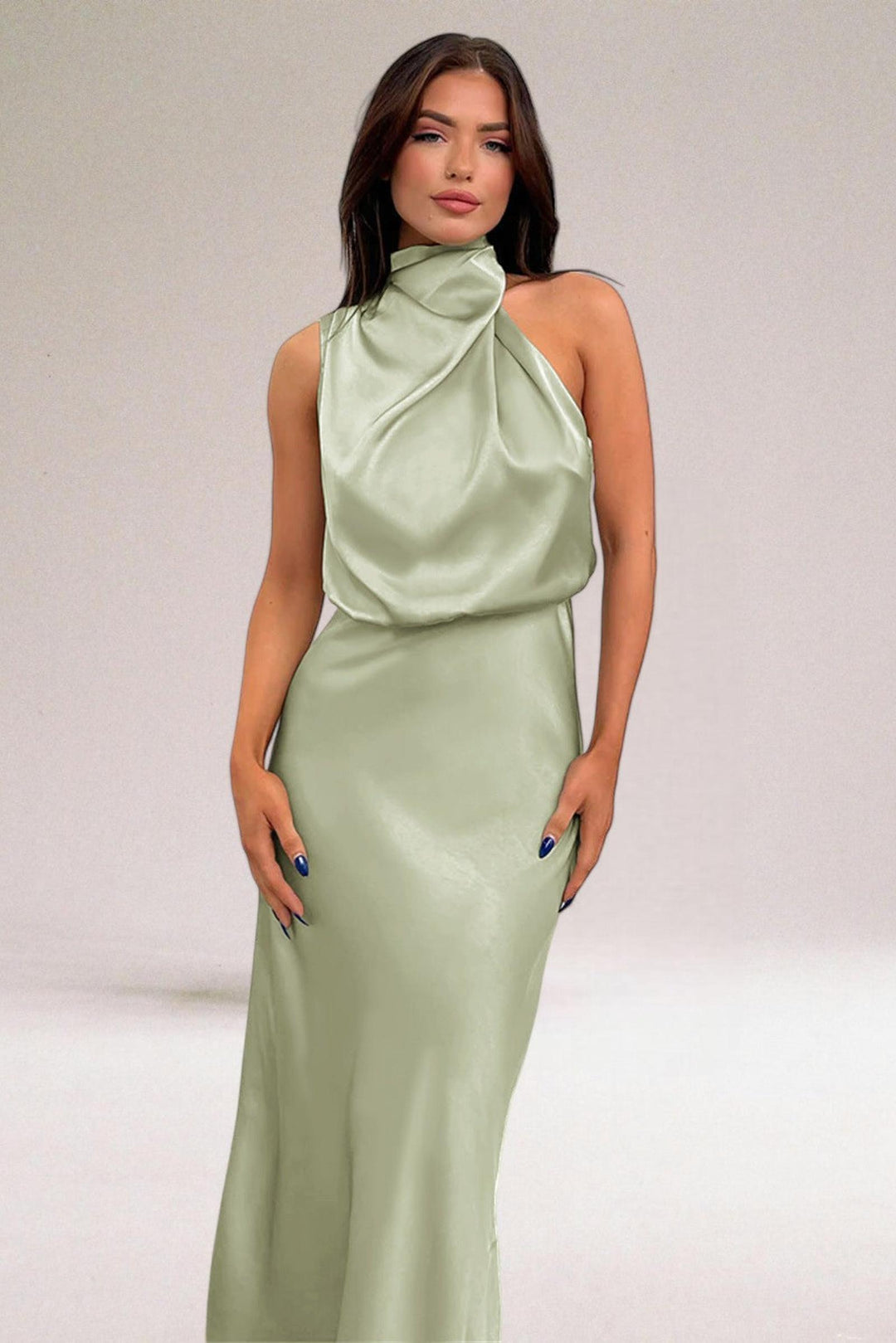 Camille | Women's Summer Maxi Satin Halter Dress