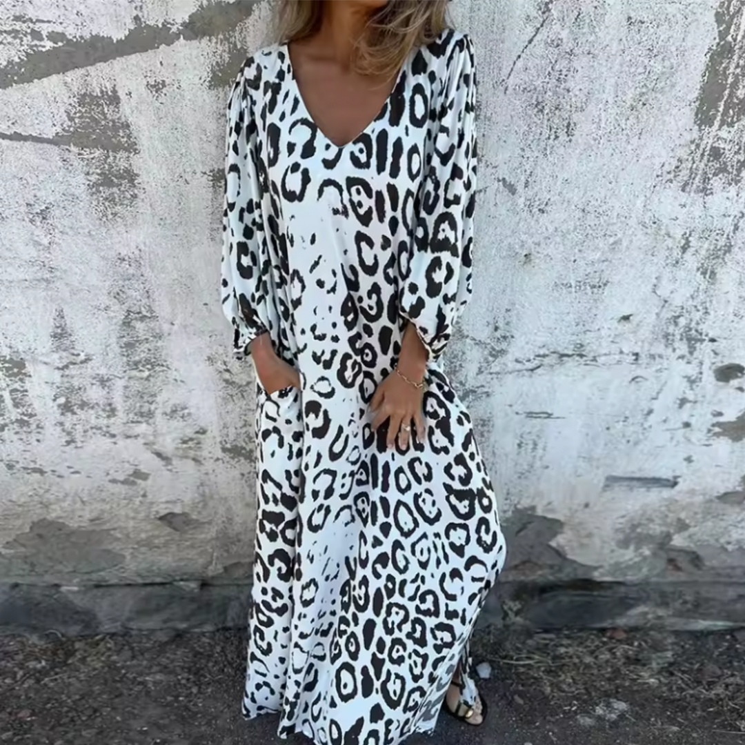 Caroline | Women's Summer Midi Leopard Print Dress
