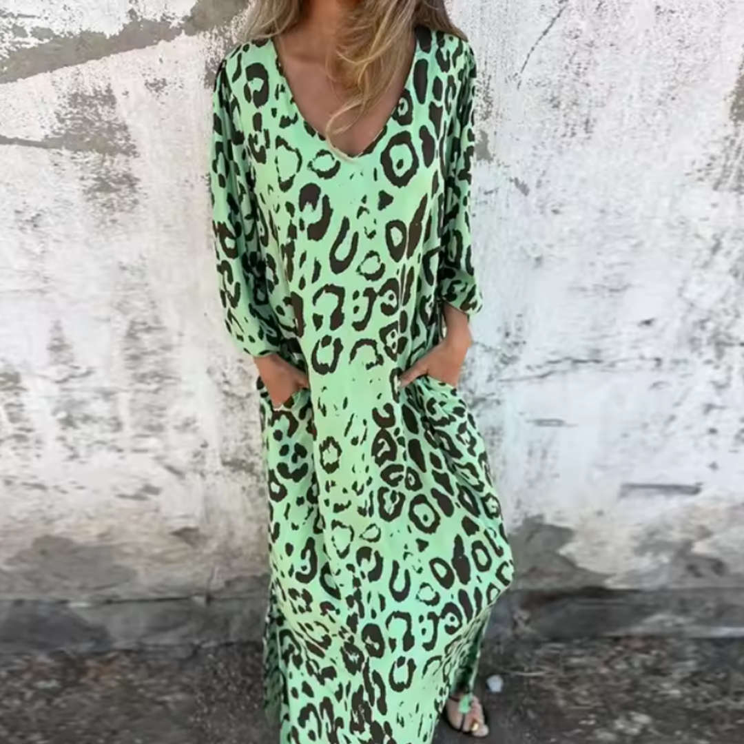 Caroline | Women's Summer Midi Leopard Print Dress