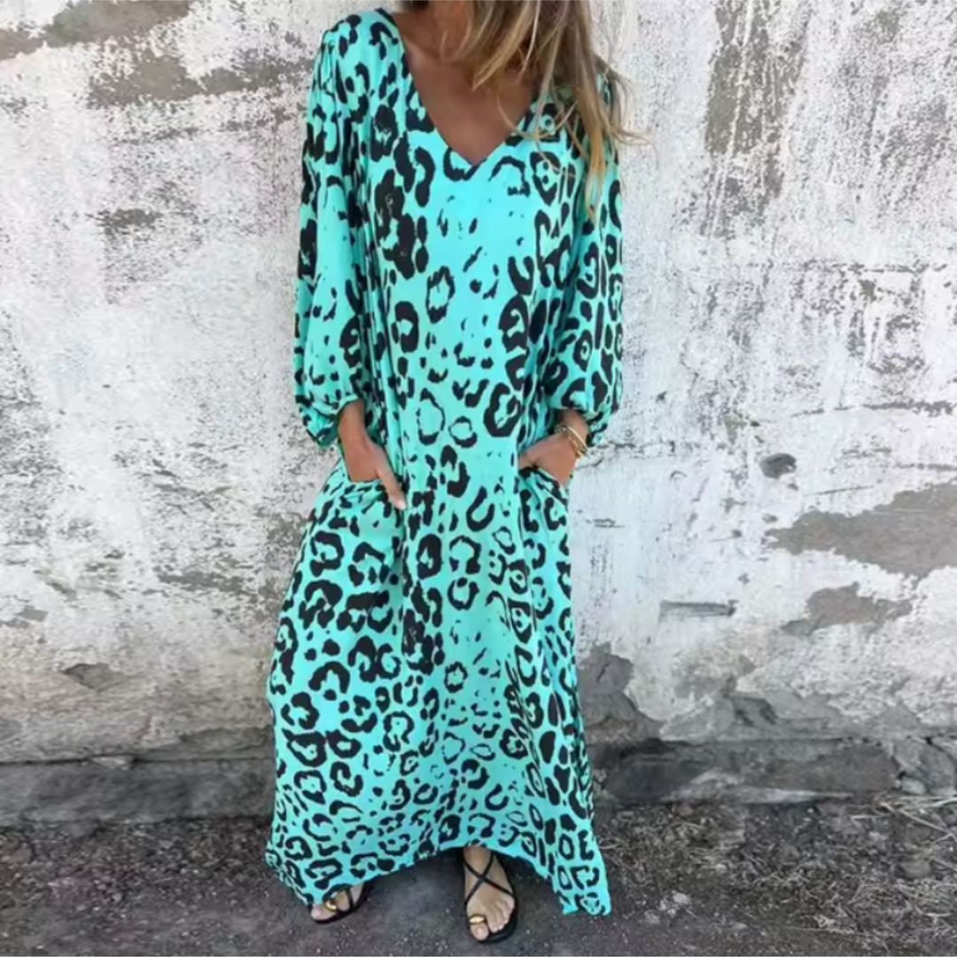 Caroline | Women's Summer Midi Leopard Print Dress