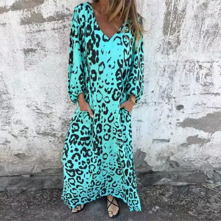 Caroline | Women's Summer Midi Leopard Print Dress