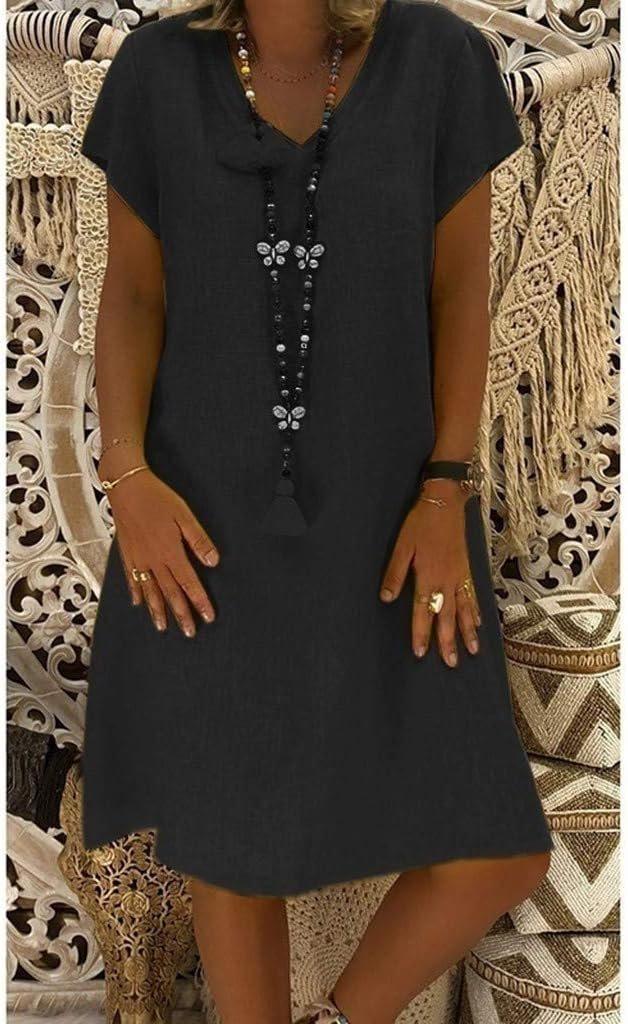 Charlotte | Linen V-Neck A-Line Mini Dress Short Sleeve Summer Casual
