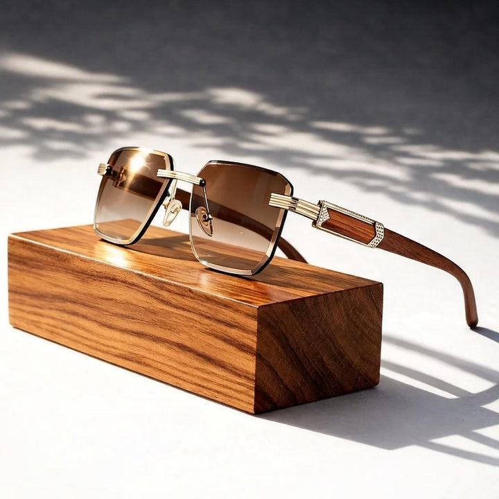 Chloe | Sunglasses Retro Gradient Wood Temples UV400 Protection