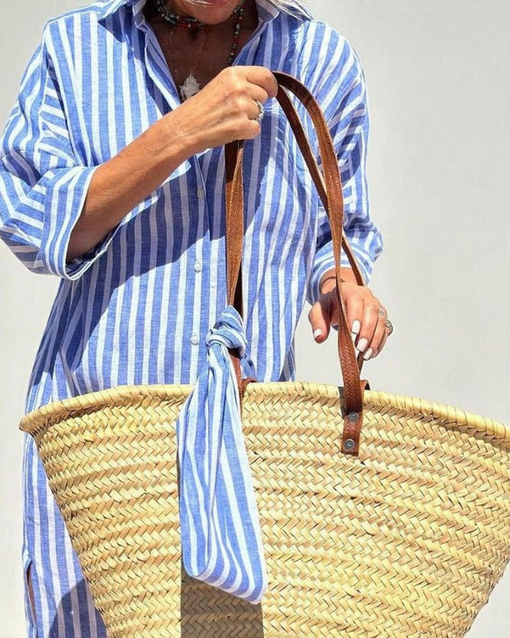 Chloe | Women's Summer Midi Striped Shirt Dress