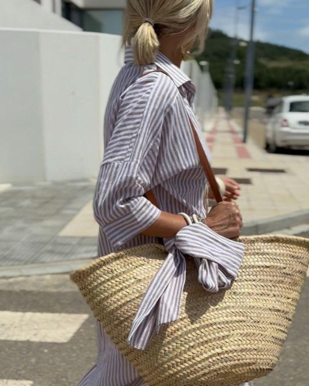 Chloe | Women's Summer Midi Striped Shirt Dress