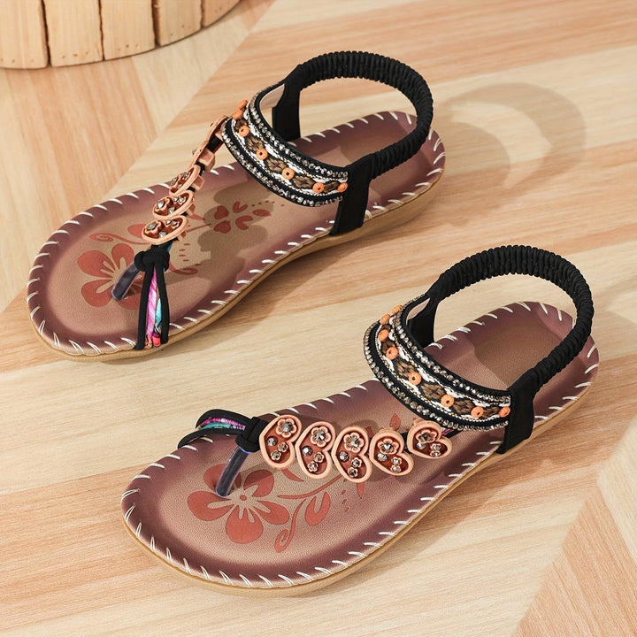 Claire | Women's Beaded Floral Boho Summer Sandals