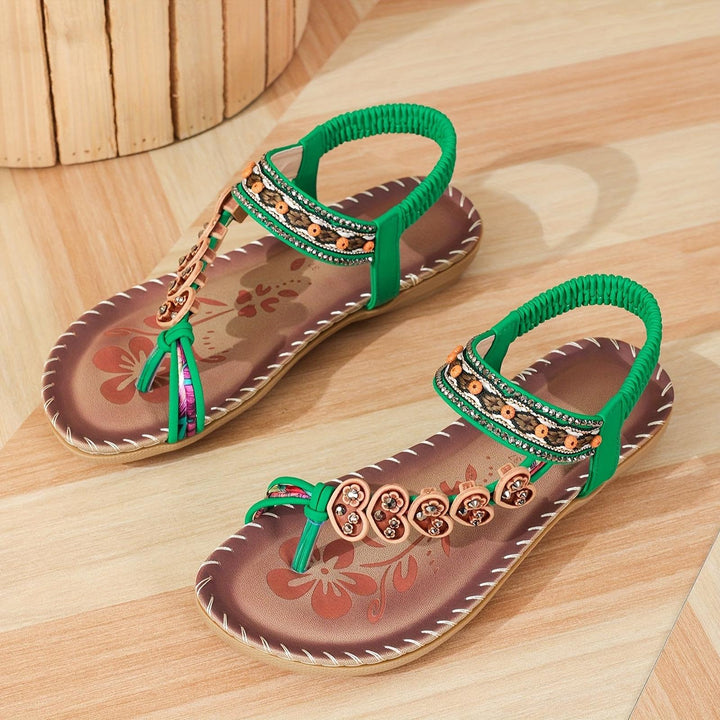 Claire | Women's Beaded Floral Boho Summer Sandals