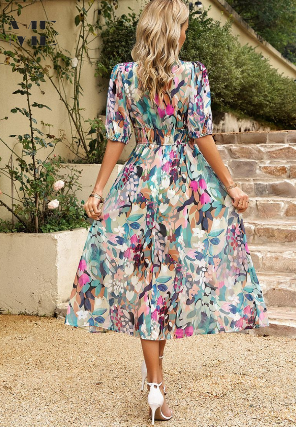 Claire | Women’s Summer Midi Floral Flowing Dress