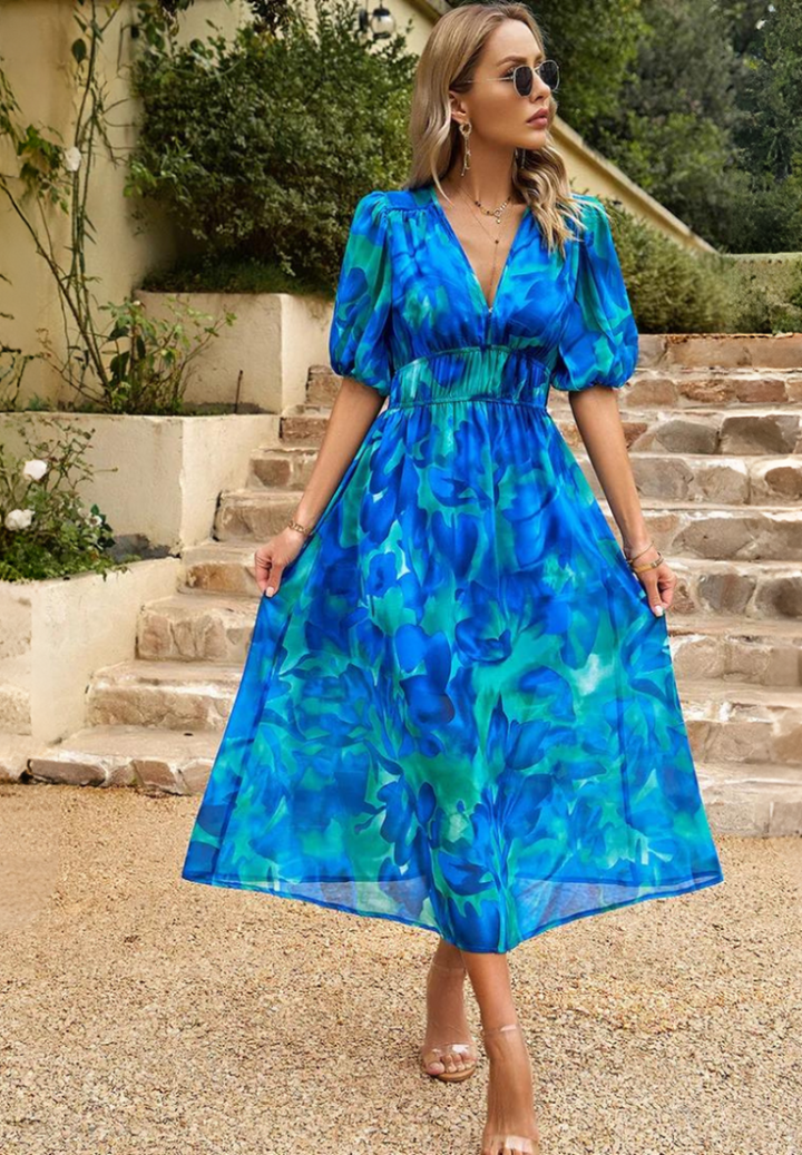 Claire | Women’s Summer Midi Floral Flowing Dress