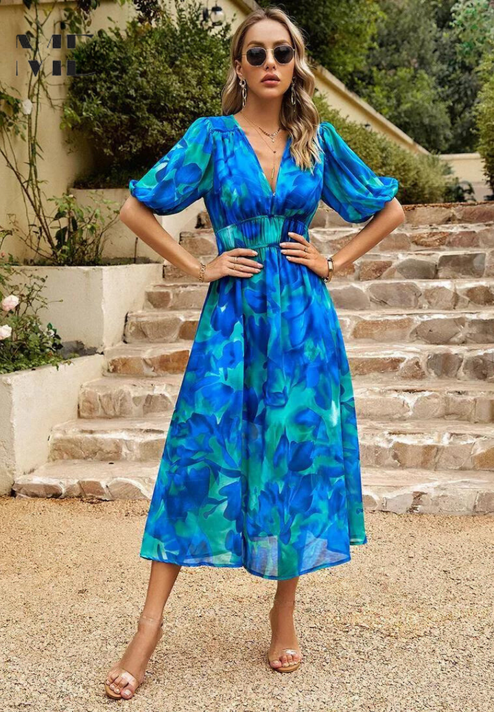 Claire | Women’s Summer Midi Floral Flowing Dress