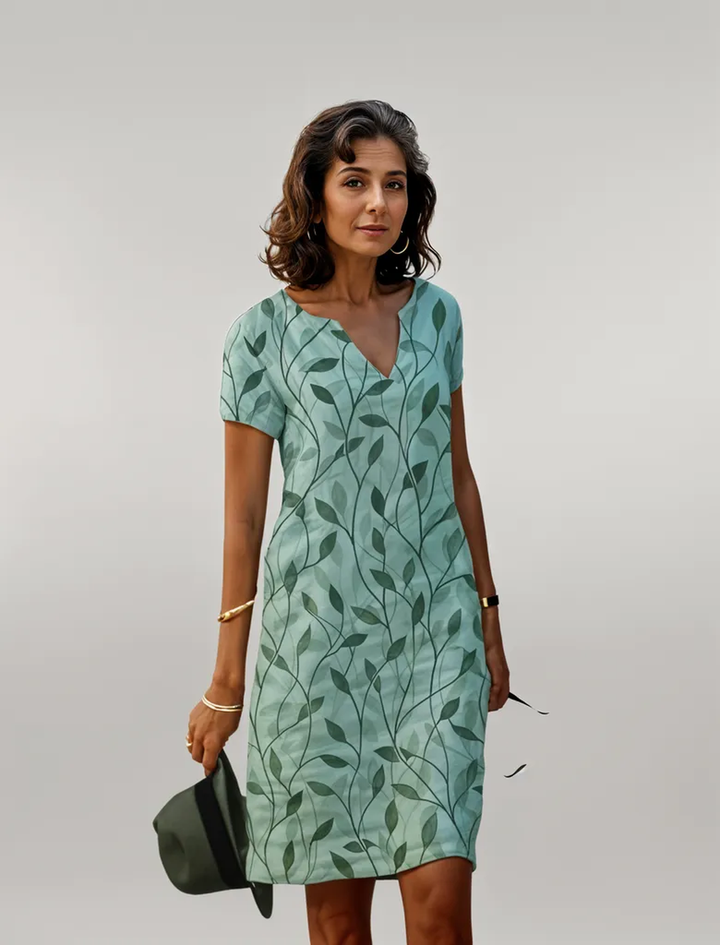 Daisy | Women's Leaf Print Mini Summer Dress
