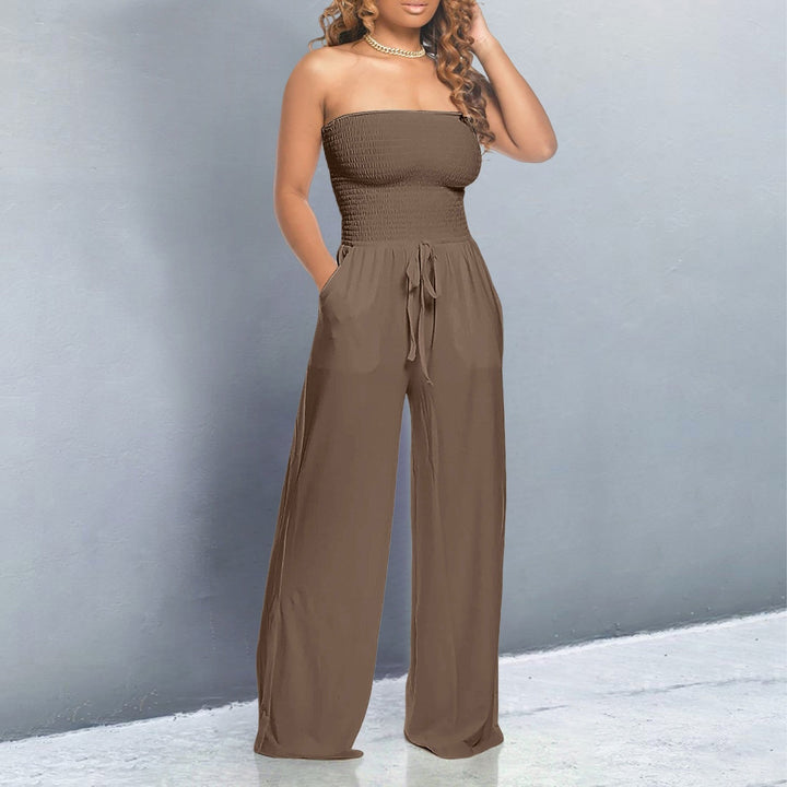 Daisy | Women's Strapless Smocked Wide Leg Casual Jumpsuit