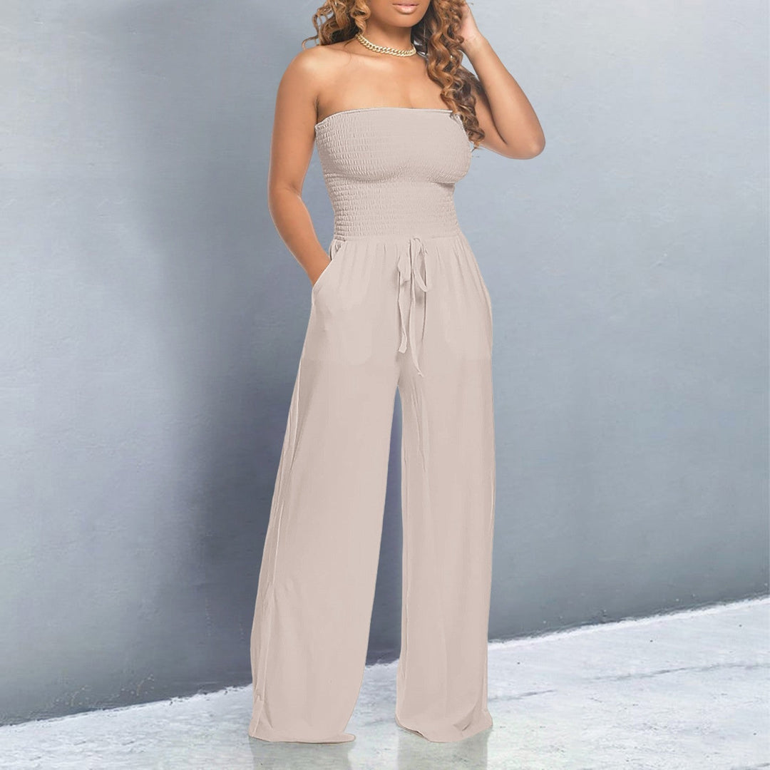 Daisy | Women's Strapless Smocked Wide Leg Casual Jumpsuit