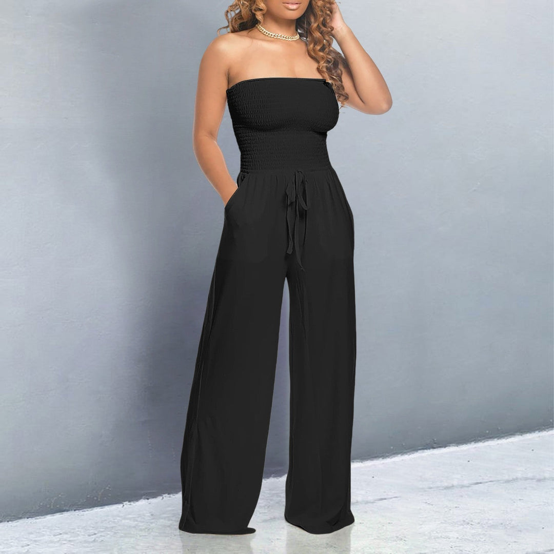 Daisy | Women's Strapless Smocked Wide Leg Casual Jumpsuit