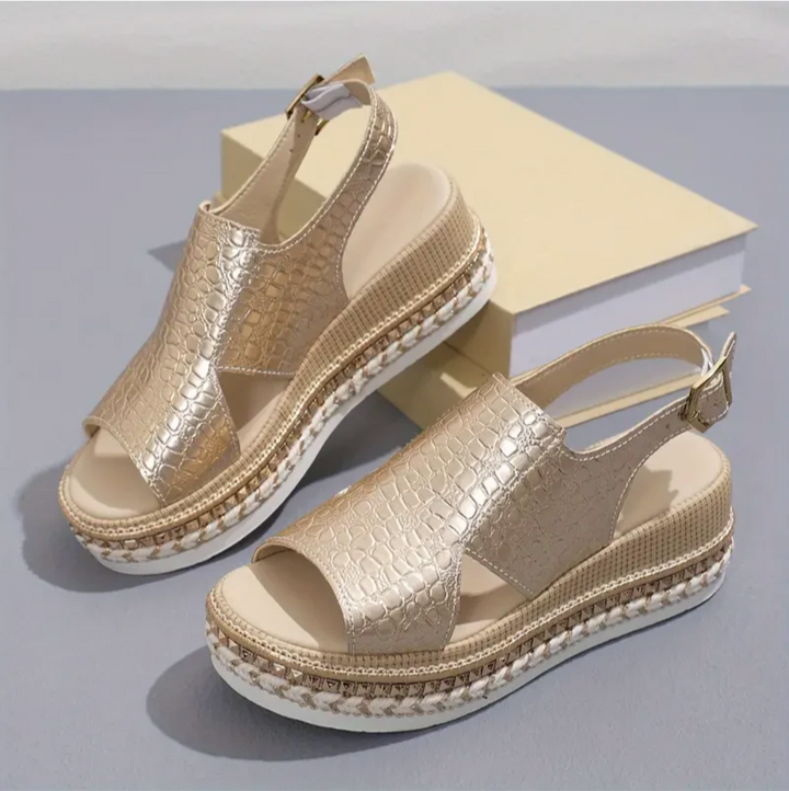 Dana | Women's Textured Platform Buckle Summer Sandals