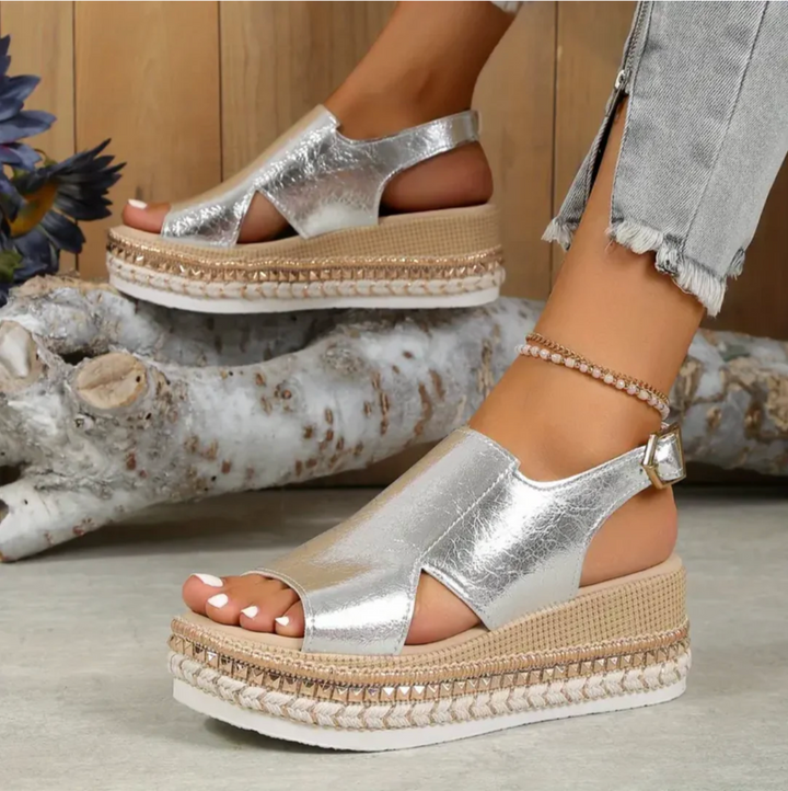 Dana | Women's Textured Platform Buckle Summer Sandals