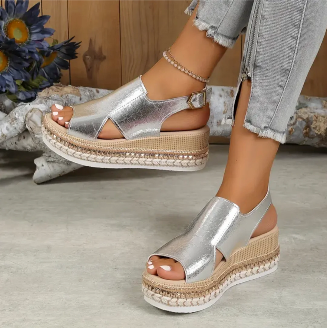 Dana | Women's Textured Platform Buckle Summer Sandals