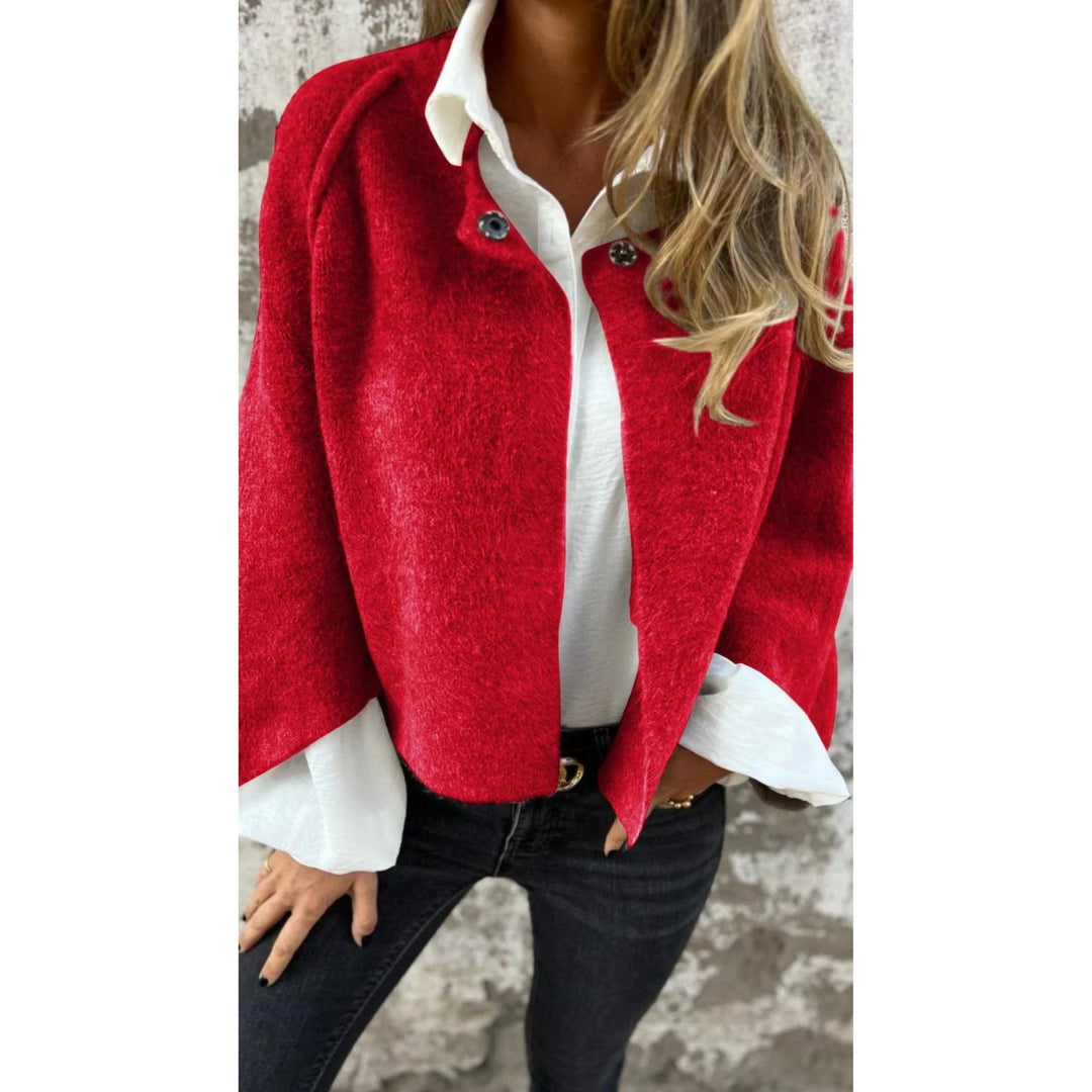 Eleanor | Plus Size Wool Cardigan Round Neck Long Sleeve Button Front