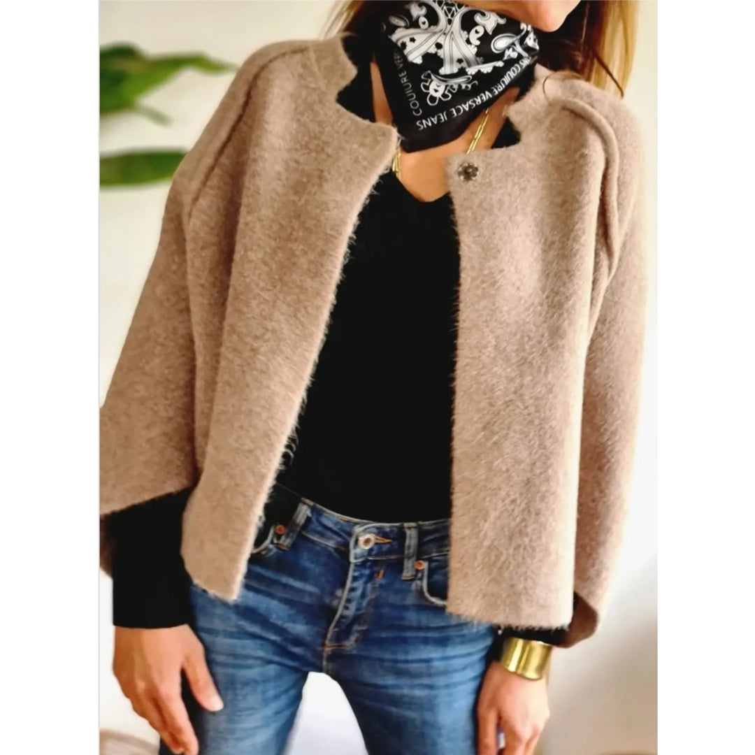 Eleanor | Plus Size Wool Cardigan Round Neck Long Sleeve Button Front