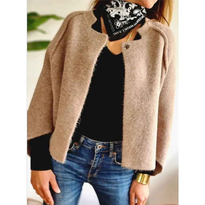 Eleanor | Plus Size Wool Cardigan Round Neck Long Sleeve Button Front