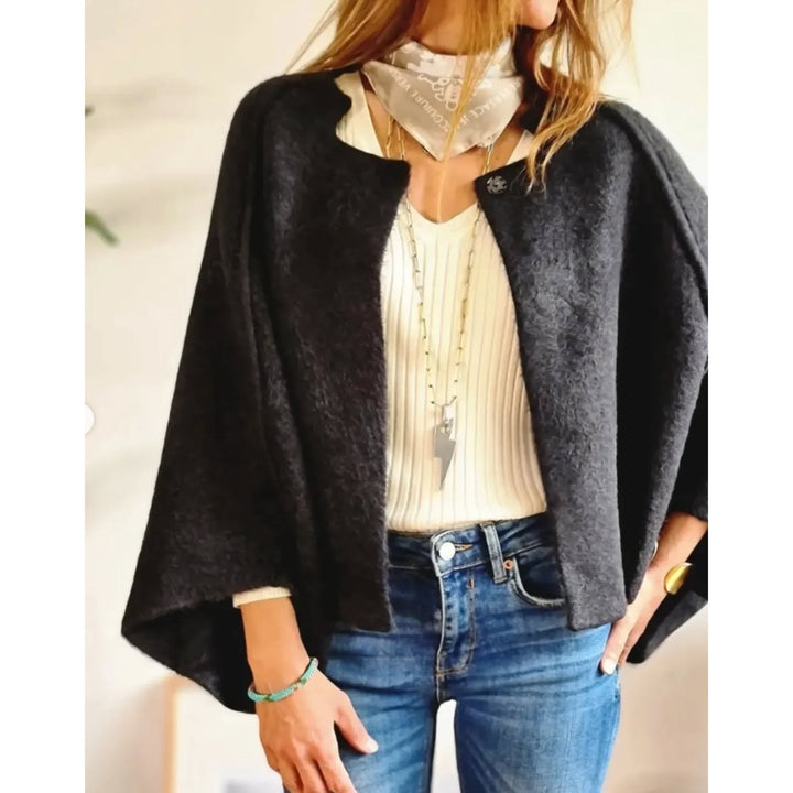 Eleanor | Plus Size Wool Cardigan Round Neck Long Sleeve Button Front