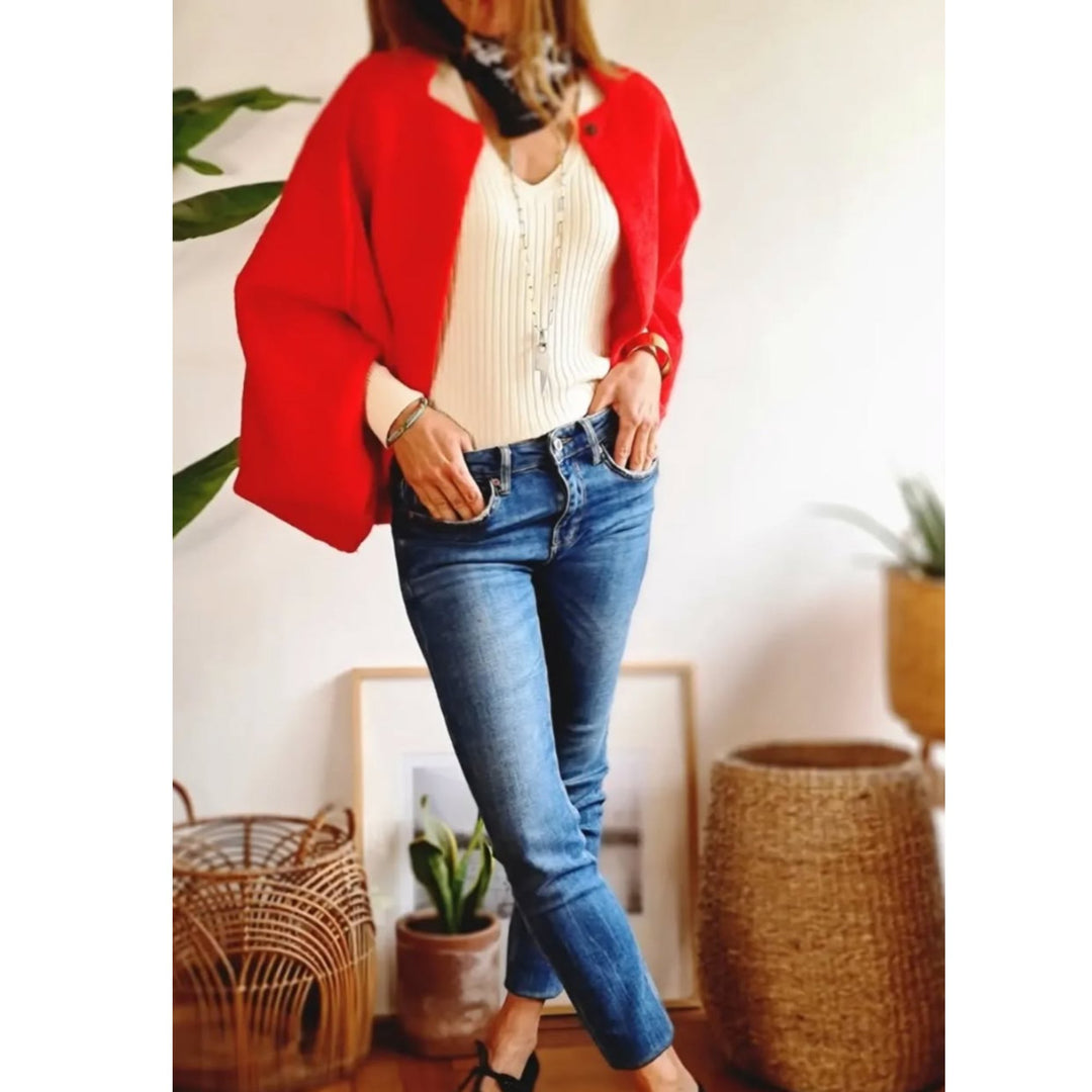 Eleanor | Plus Size Wool Cardigan Round Neck Long Sleeve Button Front