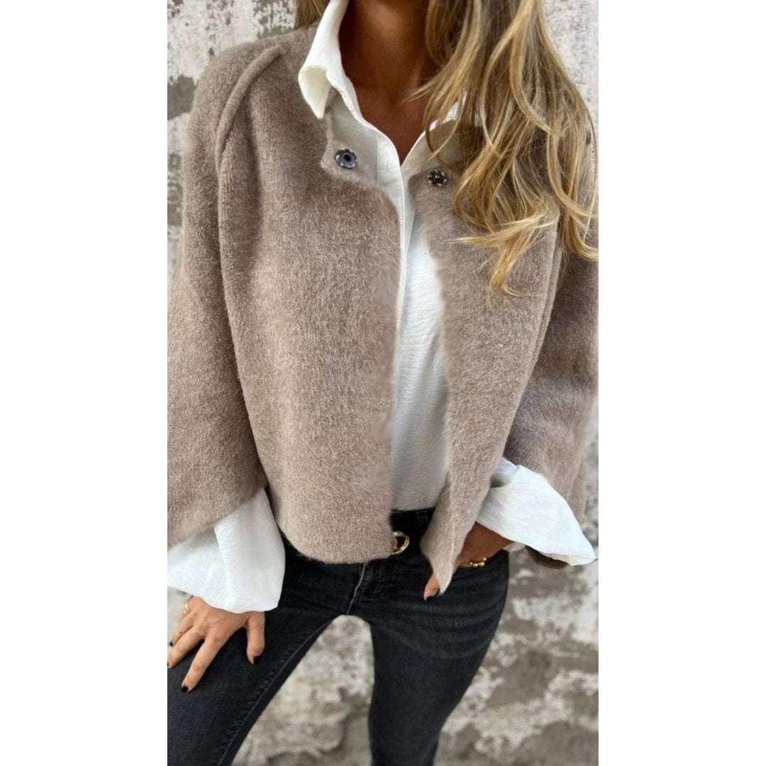 Eleanor | Plus Size Wool Cardigan Round Neck Long Sleeve Button Front