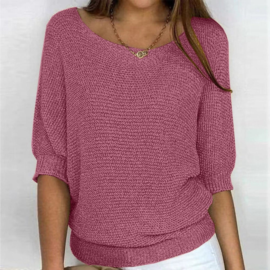Eleanor | Women's Cotton-Blend 3/4 Sleeve Oversized Knit Sweater