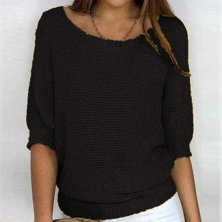 Eleanor | Women's Cotton-Blend 3/4 Sleeve Oversized Knit Sweater