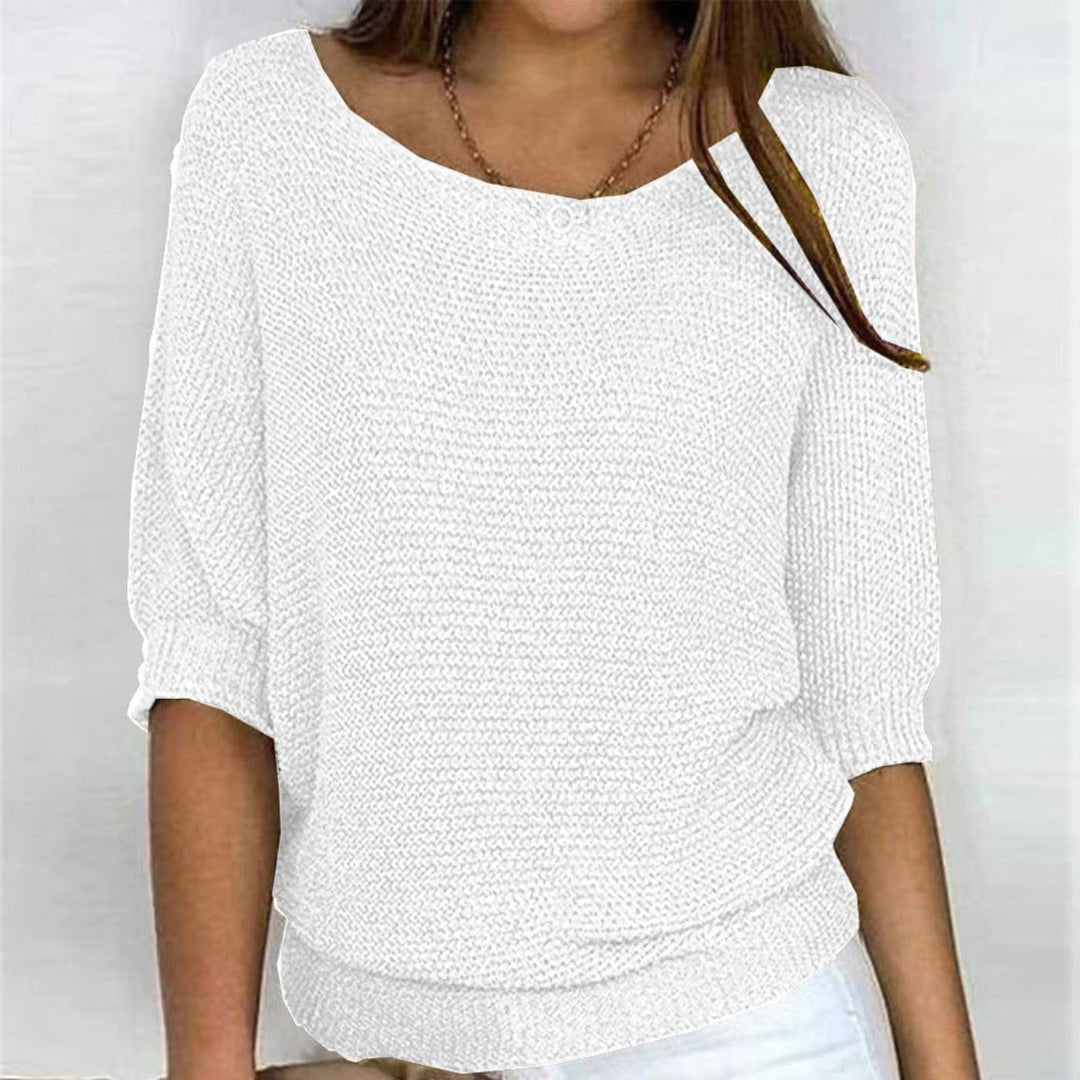 Eleanor | Women's Cotton-Blend 3/4 Sleeve Oversized Knit Sweater