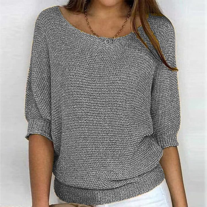 Eleanor | Women's Cotton-Blend 3/4 Sleeve Oversized Knit Sweater