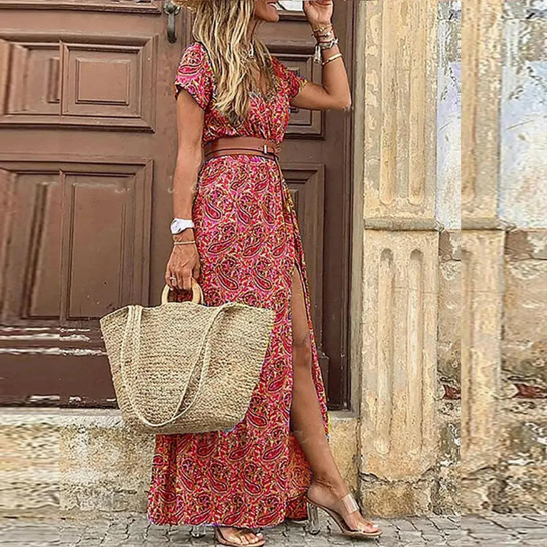 Elizabeth | Women's Boho Printed Short Sleeve Maxi Dress