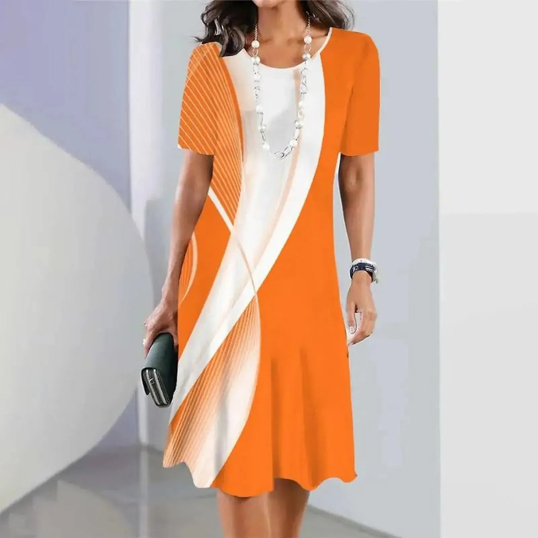 Elizabeth | Women’s Printed Short Sleeve A Line Midi Dress
