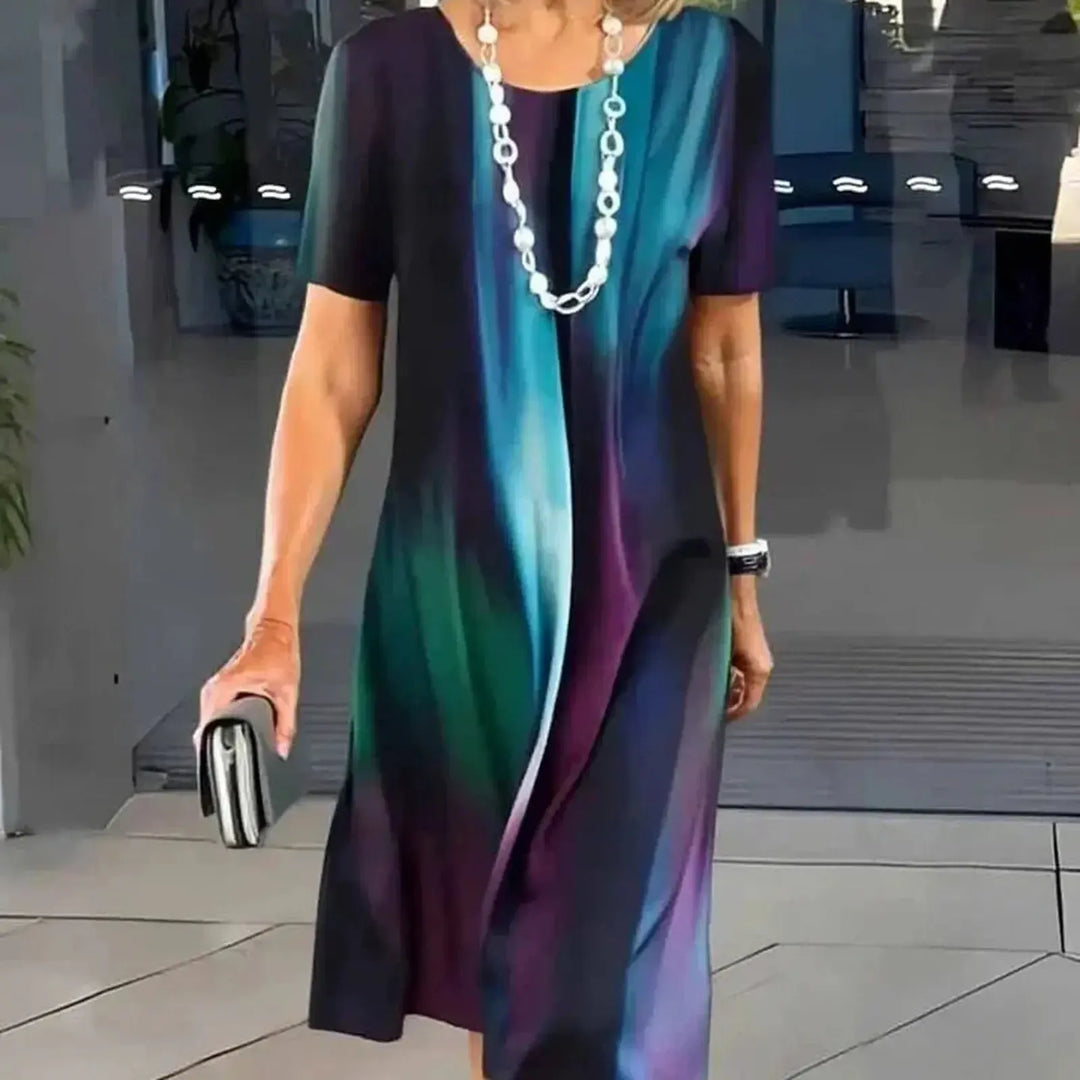 Elizabeth | Women’s Printed Short Sleeve A Line Midi Dress