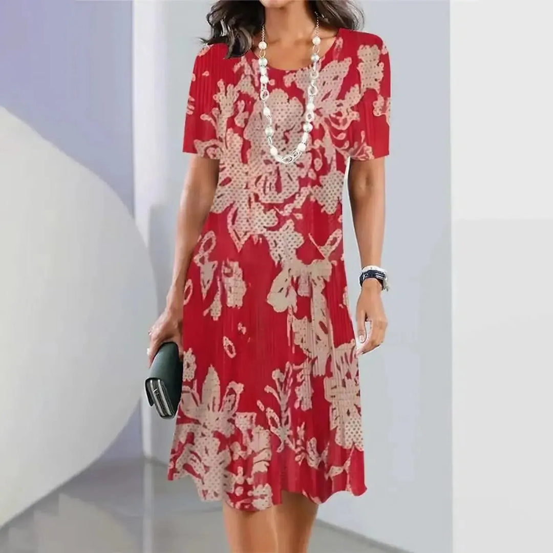 Elizabeth | Women’s Printed Short Sleeve A Line Midi Dress