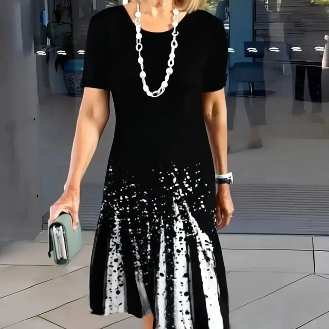Elizabeth | Women’s Printed Short Sleeve A Line Midi Dress