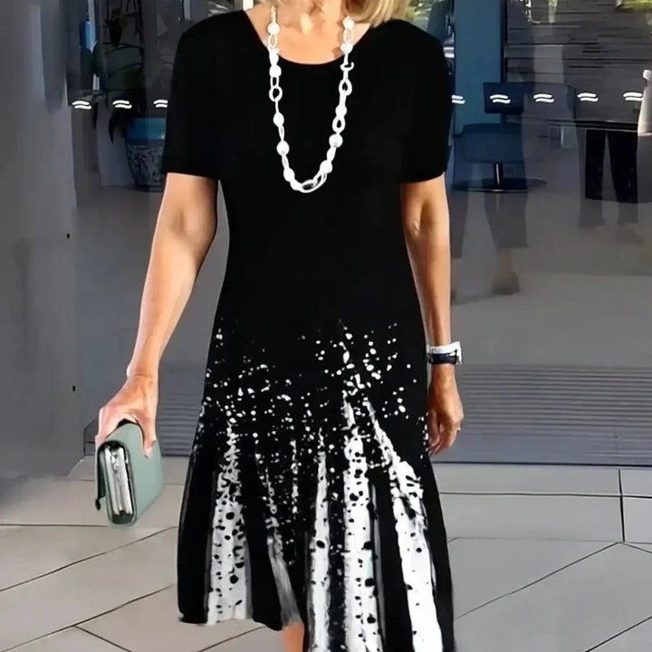 Elizabeth | Women’s Printed Short Sleeve A Line Midi Dress