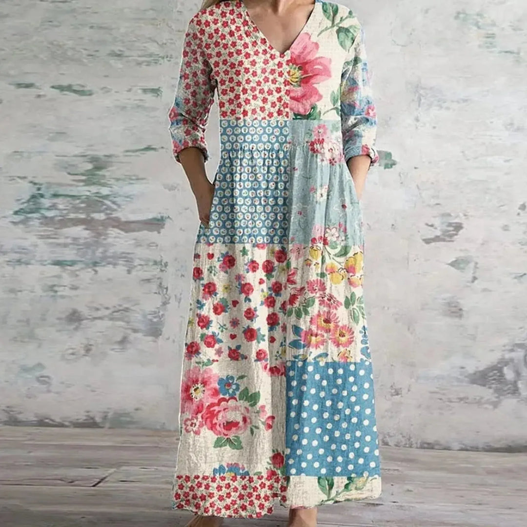 Elizabeth | Women’s Summer Maxi Patchwork Floral Dress