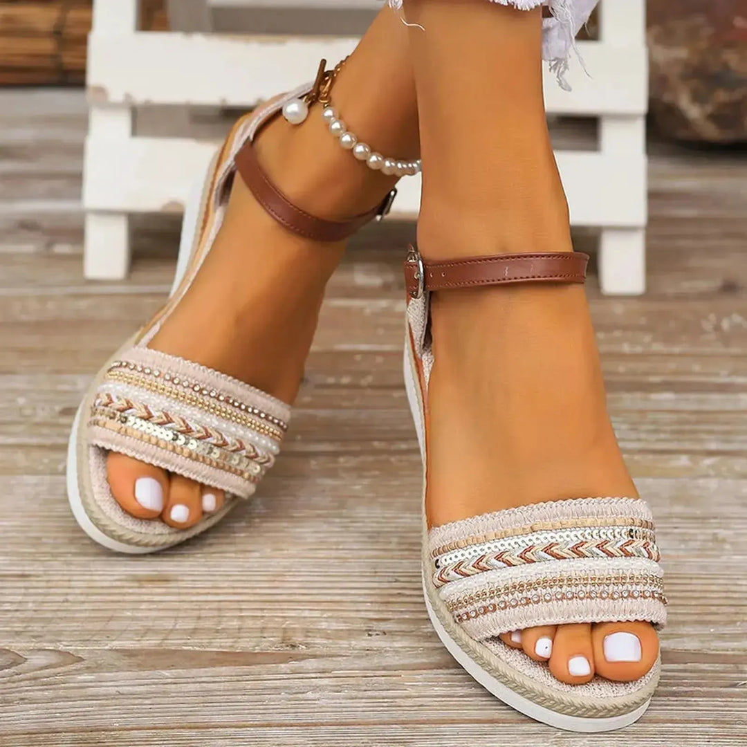 Ella | Women's Platform Buckle Strap Espadrilles Sandals