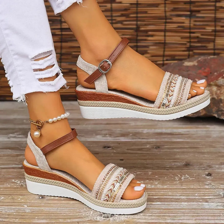 Ella | Women's Platform Buckle Strap Espadrilles Sandals