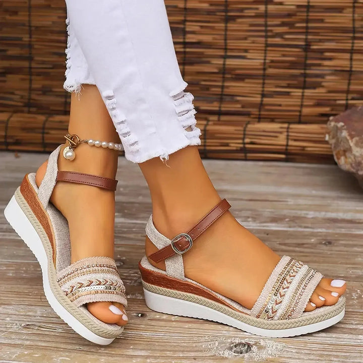 Ella | Women's Platform Buckle Strap Espadrilles Sandals
