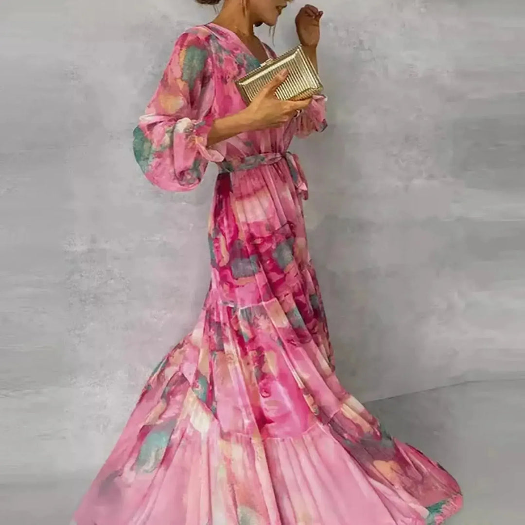 Ella | Women's Printed Wrap Maxi Wedding Guest Dress