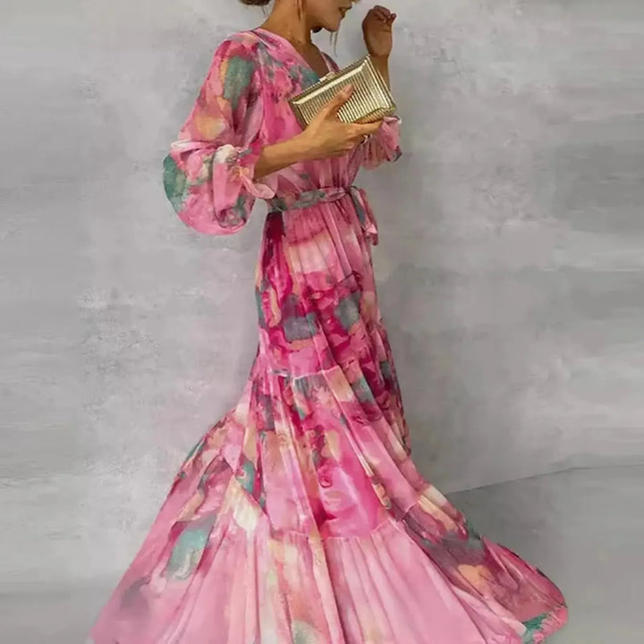 Ella | Women's Printed Wrap Maxi Wedding Guest Dress
