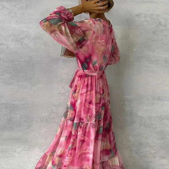 Ella | Women's Printed Wrap Maxi Wedding Guest Dress