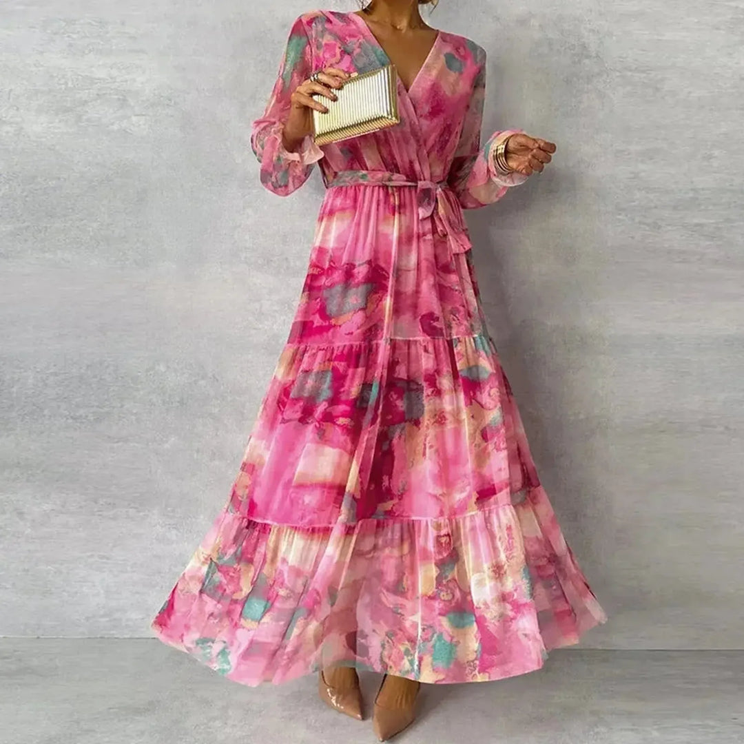 Ella | Women's Printed Wrap Maxi Wedding Guest Dress