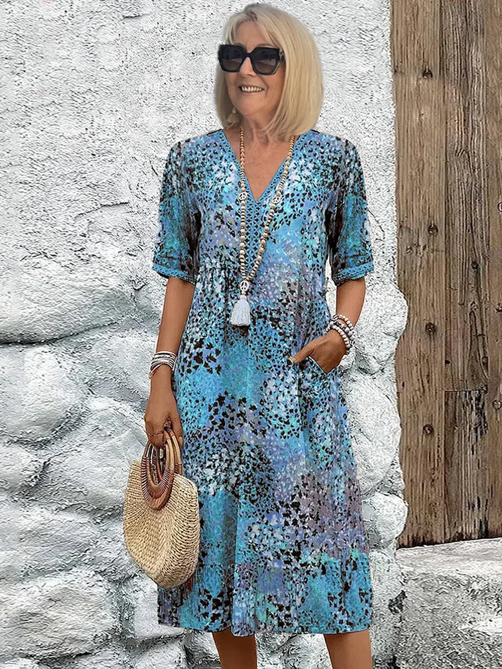 Ella | Women’s Summer Midi Printed Boho Dress